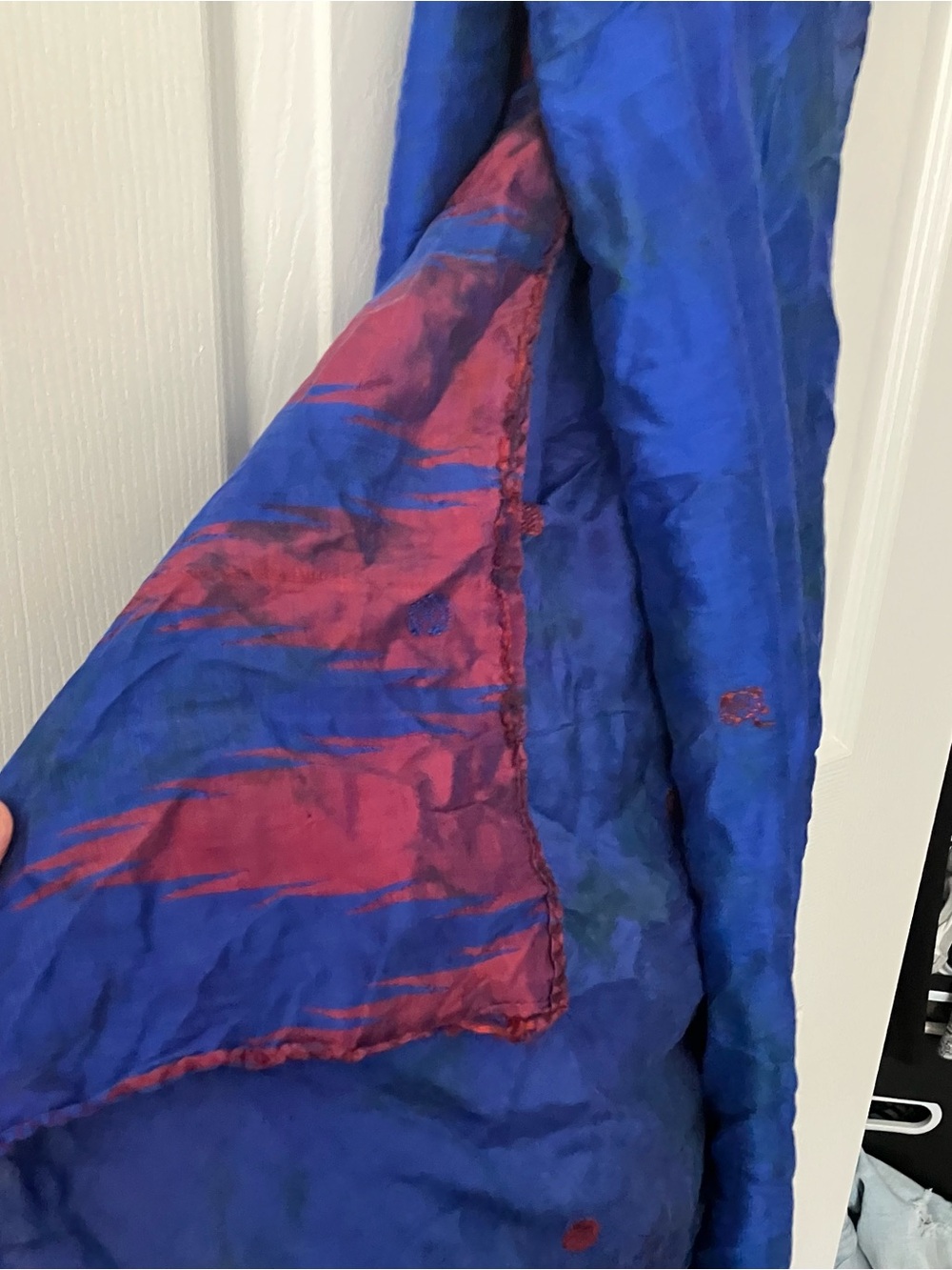 Vibrant Blue and Burgundy Long Scarf